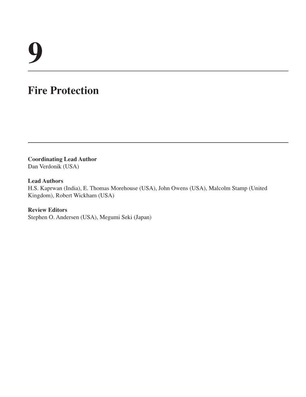 Chapter 9 Fire Protection