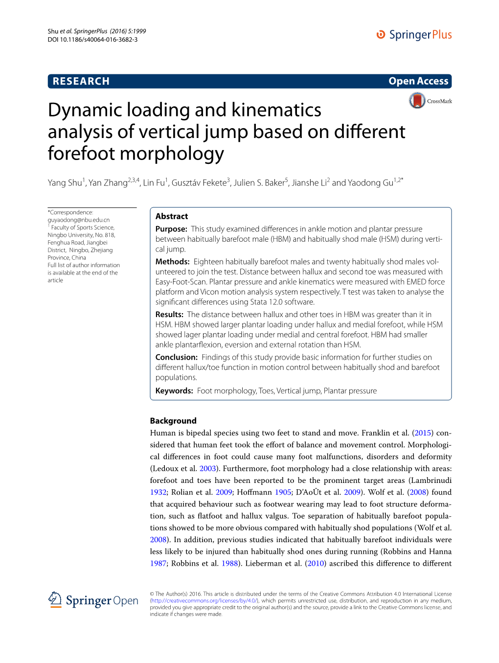 Dynamic Loading and Kinematics Analysis of Vertical Jump Based on Different Forefoot Morphology