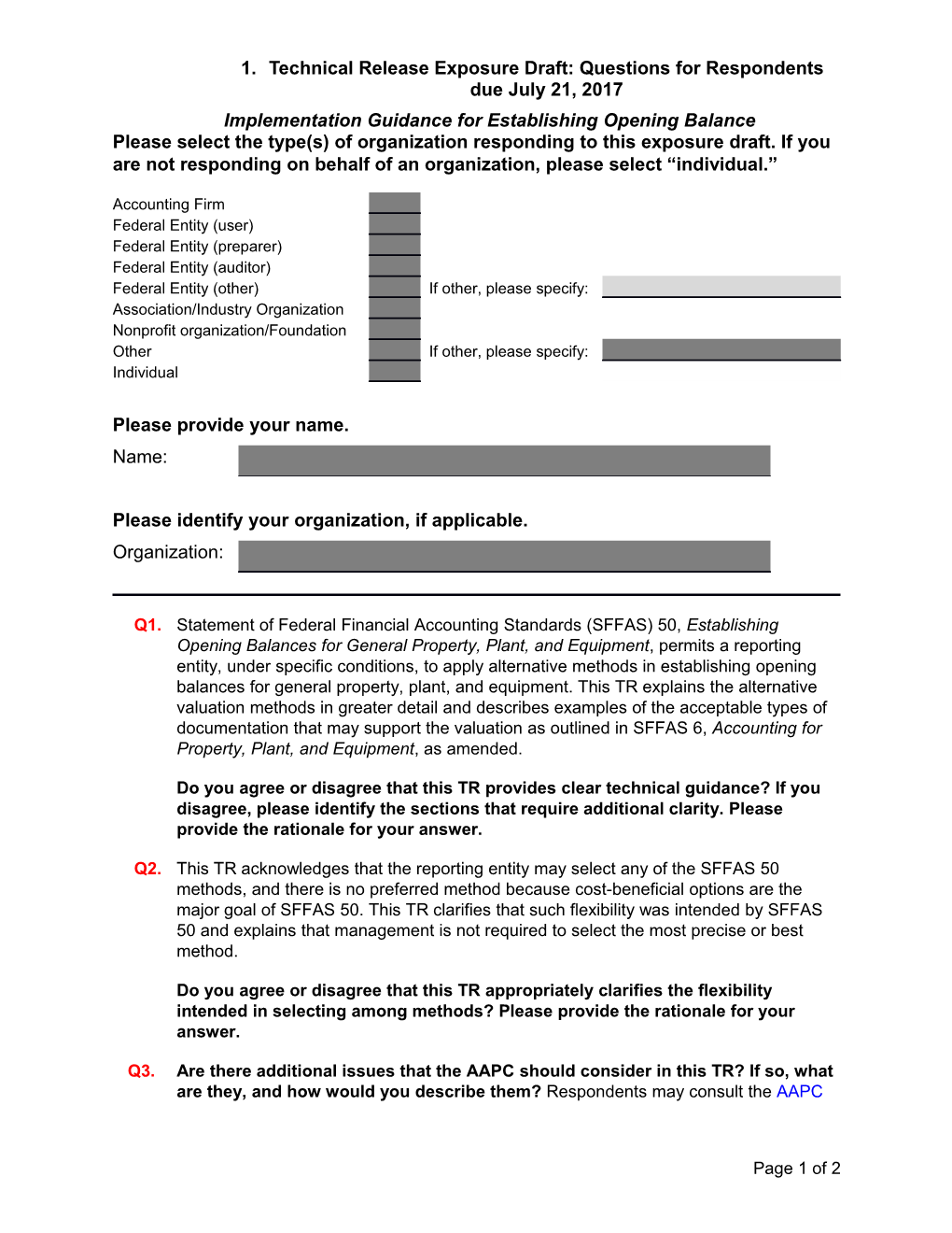 Implementation Guidance for Establishing Opening Balance