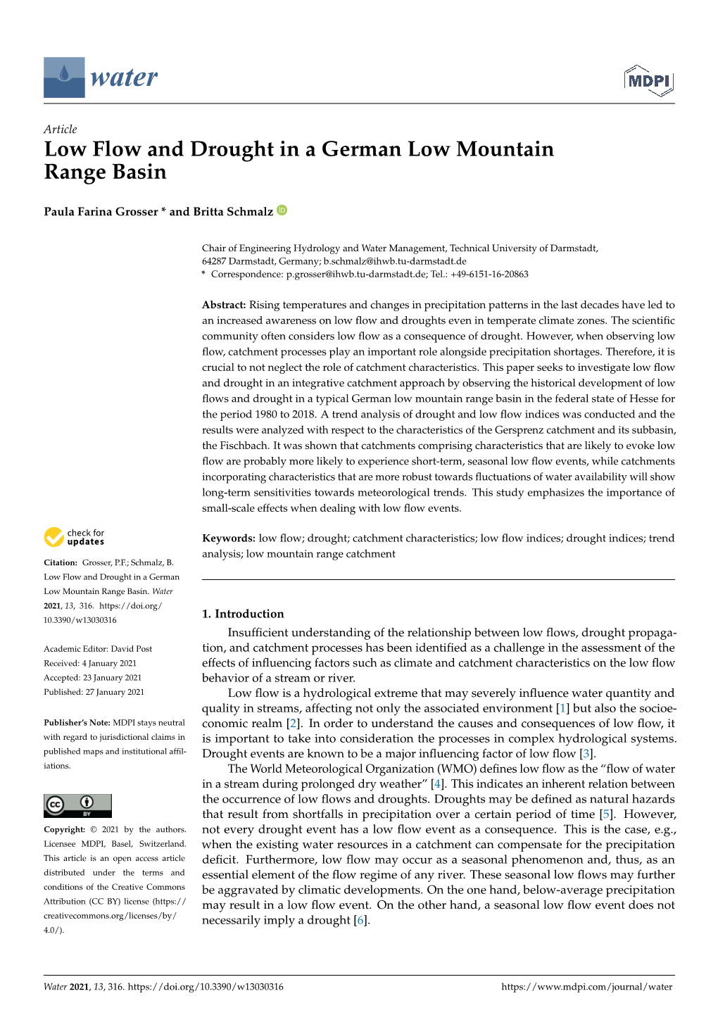 Low Flow and Drought in a German Low Mountain Range Basin