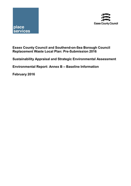 Essex County Council and Southend-On-Sea Borough Council Replacement Waste Local Plan: Pre-Submission 2016