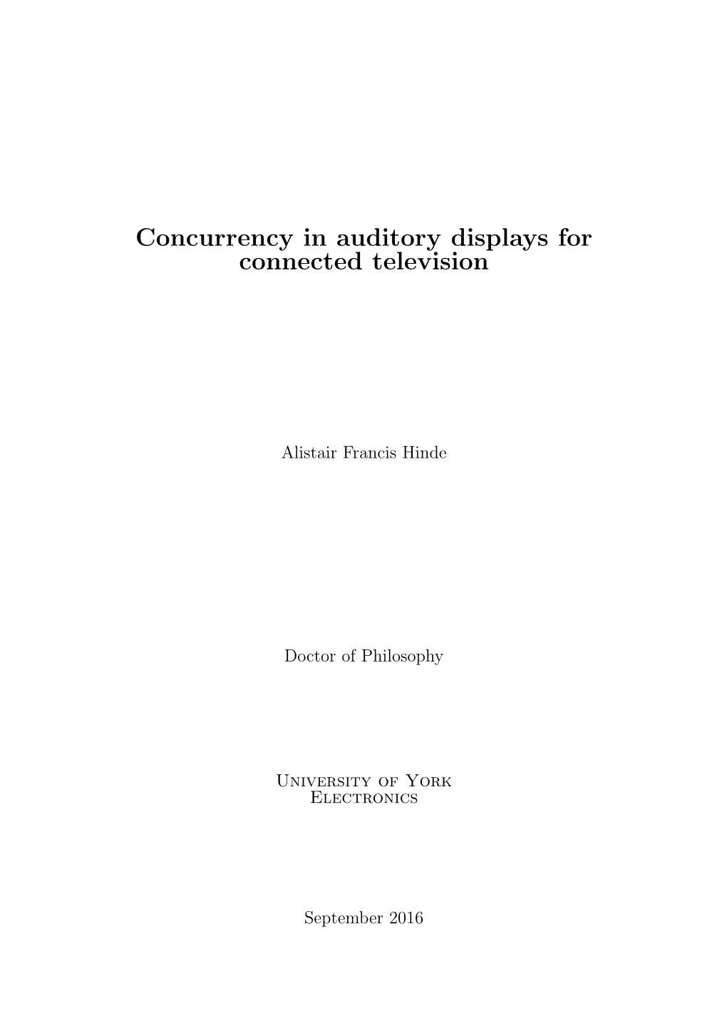 Concurrency in Auditory Displays for Connected Television