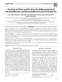 The Role of CD34 and D2-40 in the Differentiation of Dermatofibroma and Dermatofibrosarcoma Protuberans