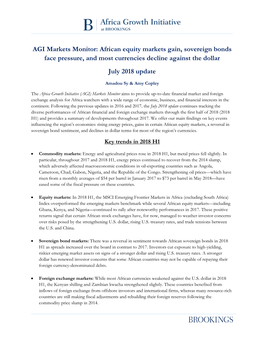 AGI Markets Monitor: African Equity Markets Gain, Sovereign Bonds Face Pressure, and Most Currencies Decline Against the Dollar July 2018 Update