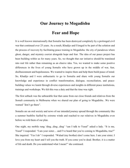 Our Journey to Mogadishu Fear and Hope