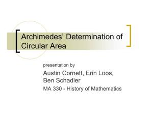 Archimedes' Determination of Circular Area