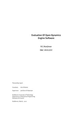 Evaluation of Open Dynamics Engine Software