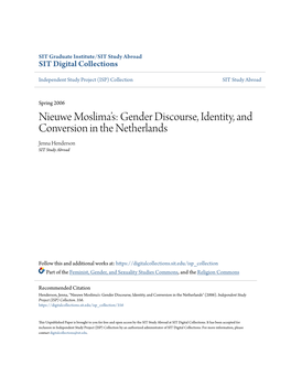 Gender Discourse, Identity, and Conversion in the Netherlands Jenna Henderson SIT Study Abroad