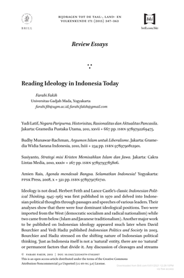 Reviewessays Reading Ideology in Indonesia Today