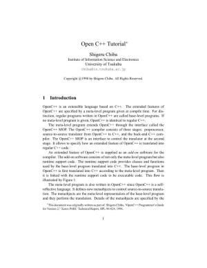 Open C++ Tutorial∗