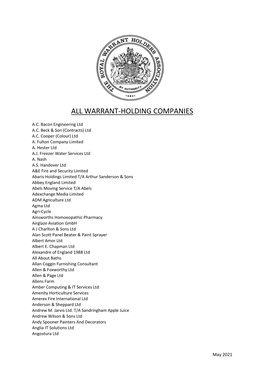 All Warrant-Holding Companies