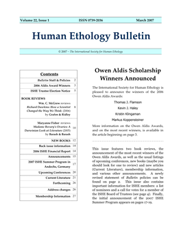 Human Ethology Bulletin