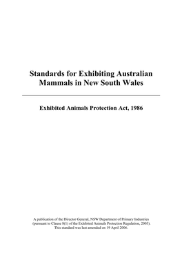 Standards for Exhibiting Australian Mammals in New South Wales