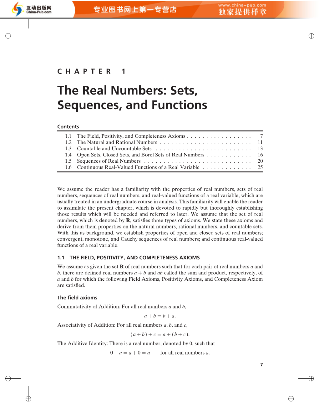 The Real Numbers: Sets, Sequences, and Functions