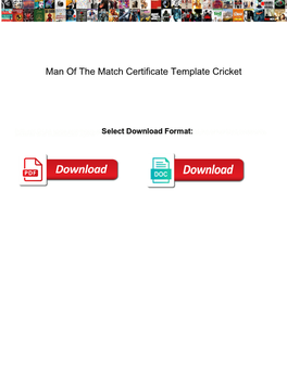 Man of the Match Certificate Template Cricket