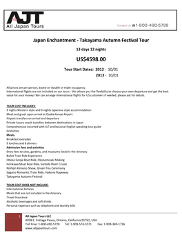 Japan Enchantment - Takayama Autumn Festival Tour