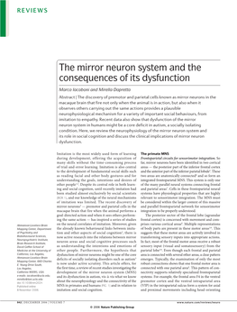 The Mirror Neuron System and the Consequences of Its Dysfunction