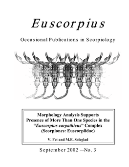 Euscorpius Carpathicus” Complex (Scorpiones: Euscorpiidae)
