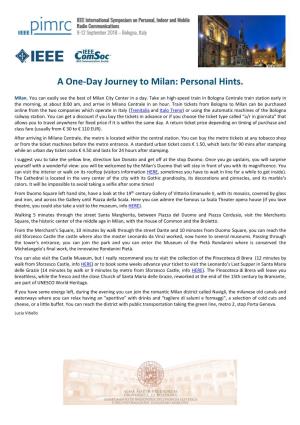 A One-Day Journey to Milan: Personal Hints