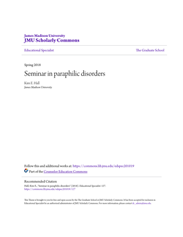 Seminar in Paraphilic Disorders Kim E