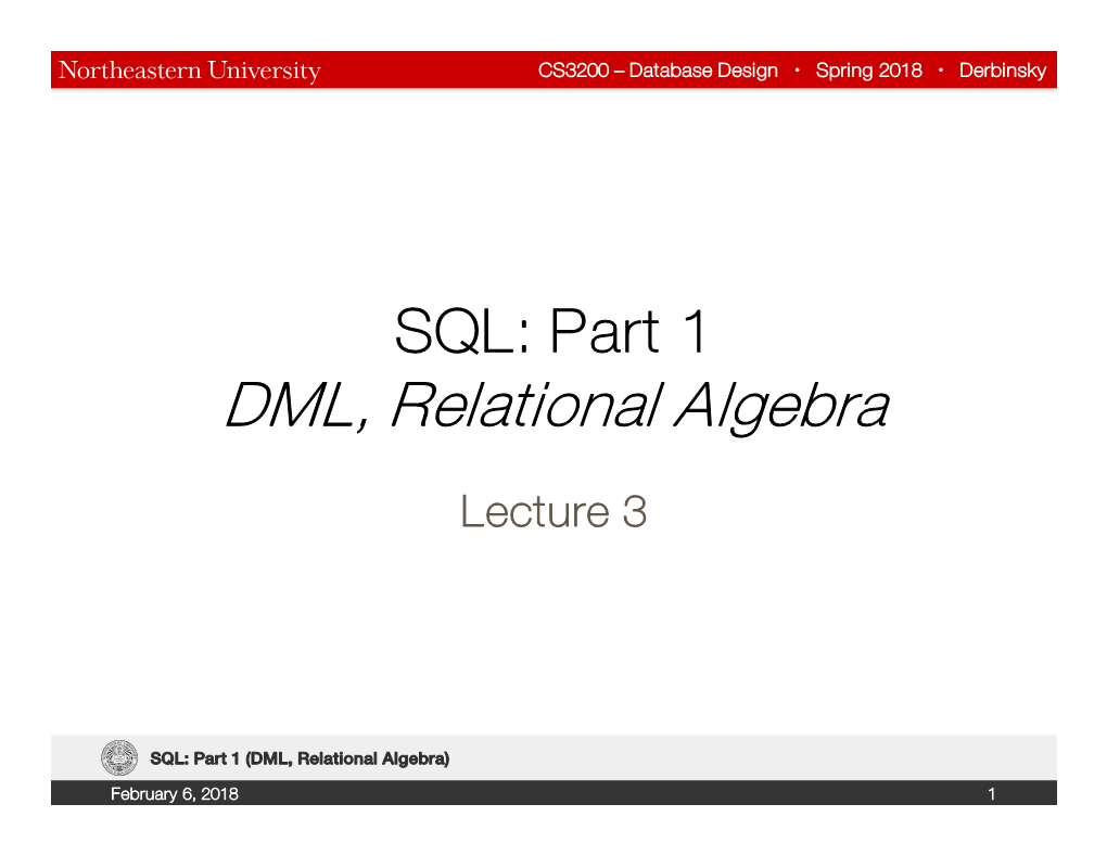 DML, Relational Algebra