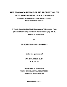 The Economic Impact of Fig Production on Dry Land Farmers in Pune District
