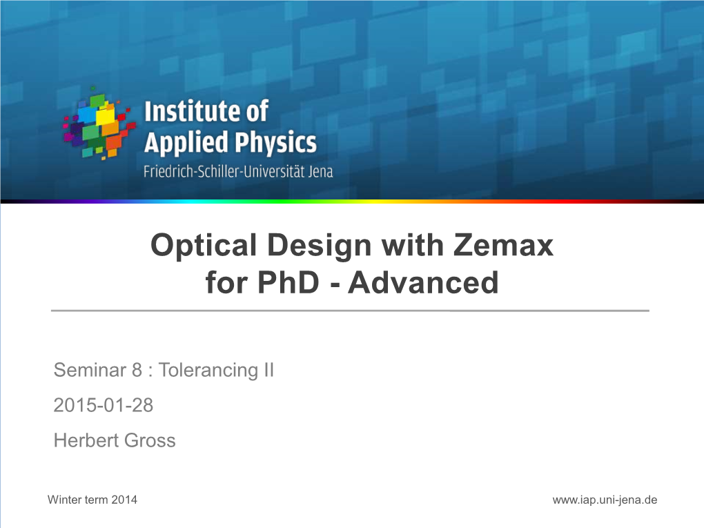 Optical Design With Zemax For Phd - Advanced - DocsLib