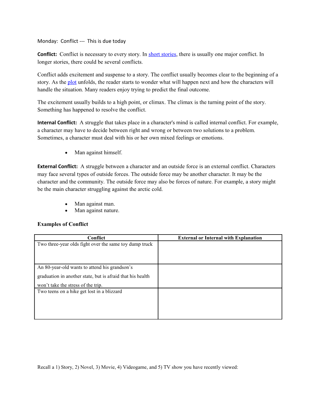 Monday: Conflict This Is Due Today