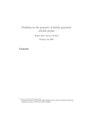 Problems on the Geometry of Finitely Generated Solvable Groups