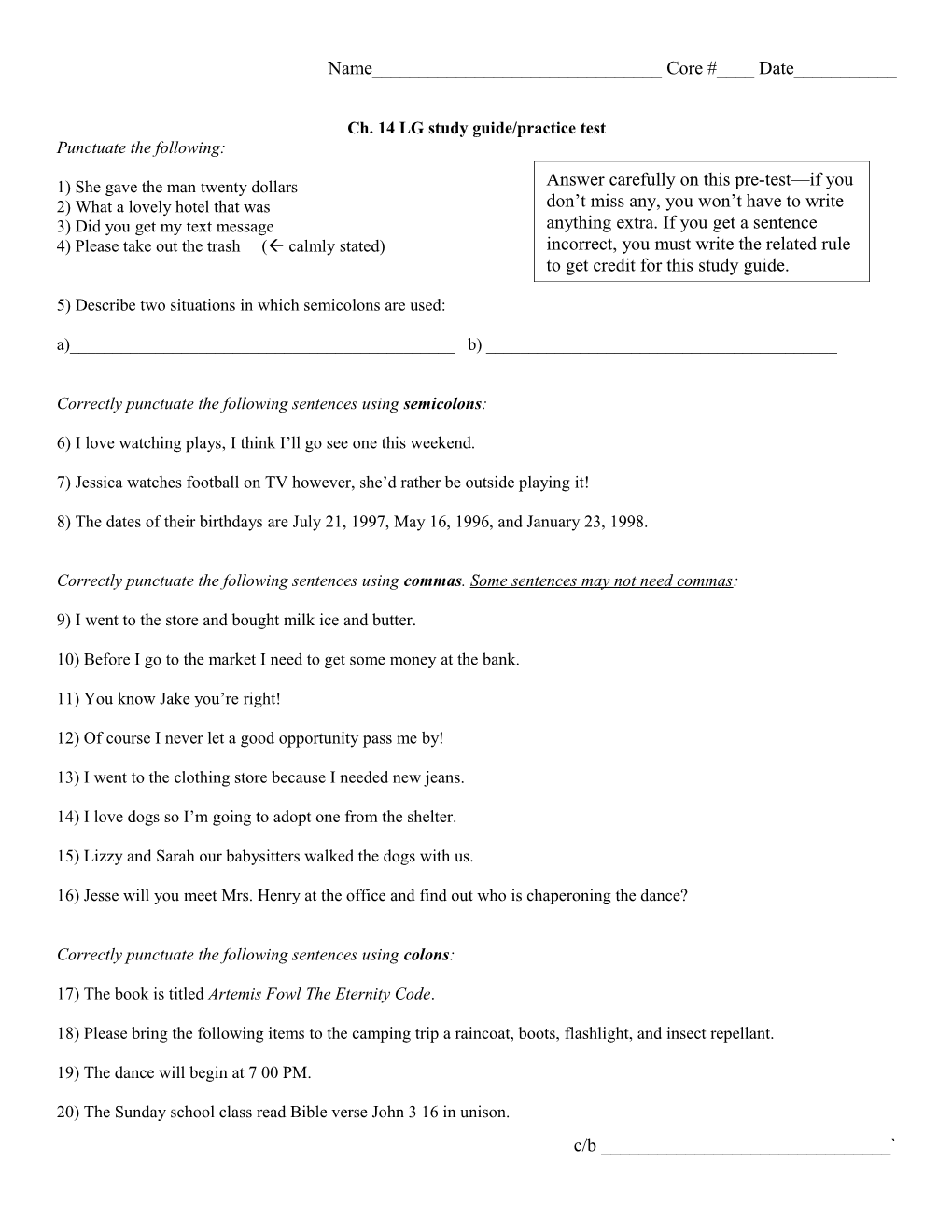 Ch. 14 LG Study Guide/Practice Test