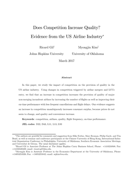 Does Competition Increase Quality? Evidence from the US Airline