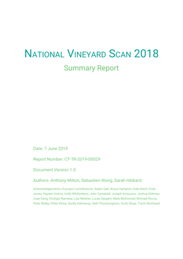 NATIONAL VINEYARD SCAN 2018 Summary Report