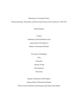 Professionalization, Nationalism, and Preservation Practice in Soviet Moscow, 1964-1974