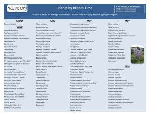 Bloom Time Info@Newmoonnursery.Com the List Is Based on Average Bloom Times, Bloom Time May Vary Depending on Your Region