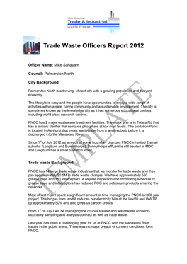 Trade Waste Officers Report 2012