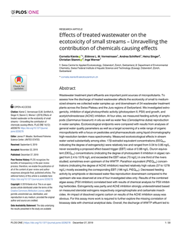 Effects of Treated Wastewater on the Ecotoxicity of Small Streams – Unravelling the Contribution of Chemicals Causing Effects