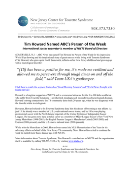 Tim Howard Named ABC's Person of the Week
