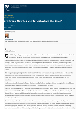 Are Syrian Alawites and Turkish Alevis the Same? | the Washington Institute