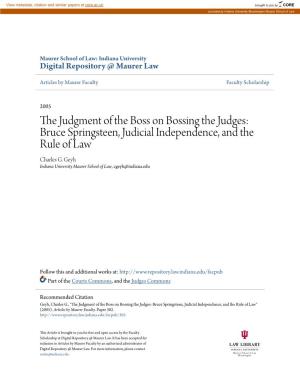 Bruce Springsteen, Judicial Independence, and the Rule of Law Charles G