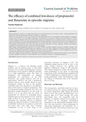 The Efficacy of Combined Low-Doses of Propranolol and Flunarizine in Episodic Migraine