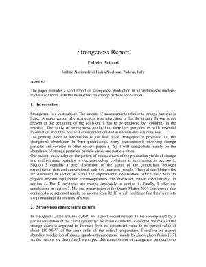 QM04 Strangeness Report