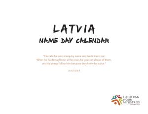 Latvia Name Day Calendar