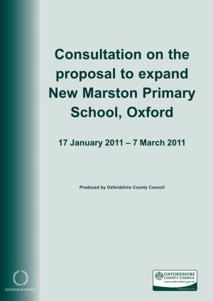 Consultation on the Proposal to Expand New Marston Primary School, Oxford