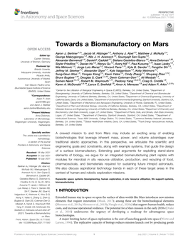 Towards a Biomanufactory on Mars