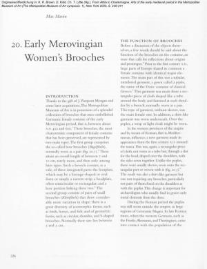 20. Early Merovingian Women's Brooches