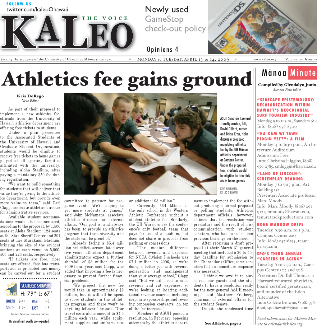 Athletics Fee Gains Ground