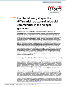 Habitat Filtering Shapes the Differential Structure of Microbial Communities in the Xilingol Grassland