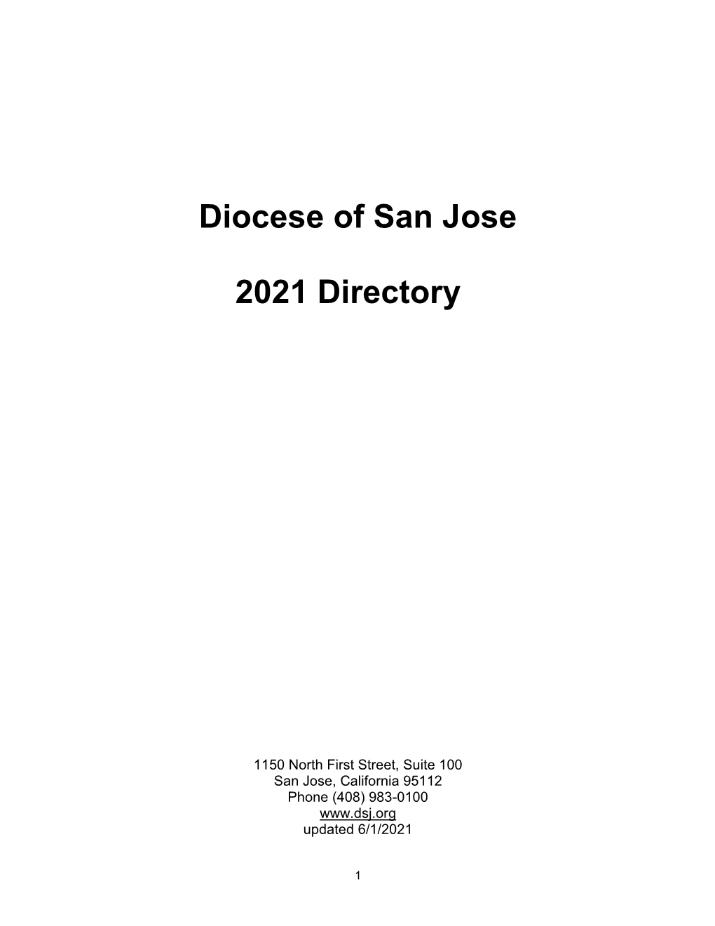 Diocese of San Jose 2021 Directory