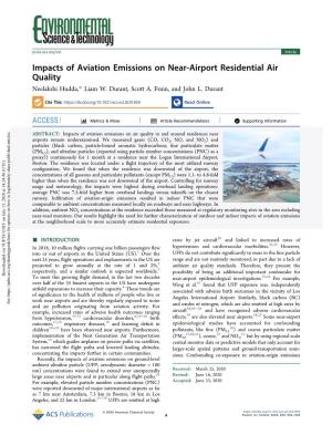Impacts of Aviation Emissions on Near-Airport Residential Air Quality Neelakshi Hudda,* Liam W