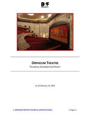 Orpheum Theatre Technical Information Packet